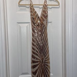 Sequin open back long dress thin straps. No tag w/ size or brand. Size M. New